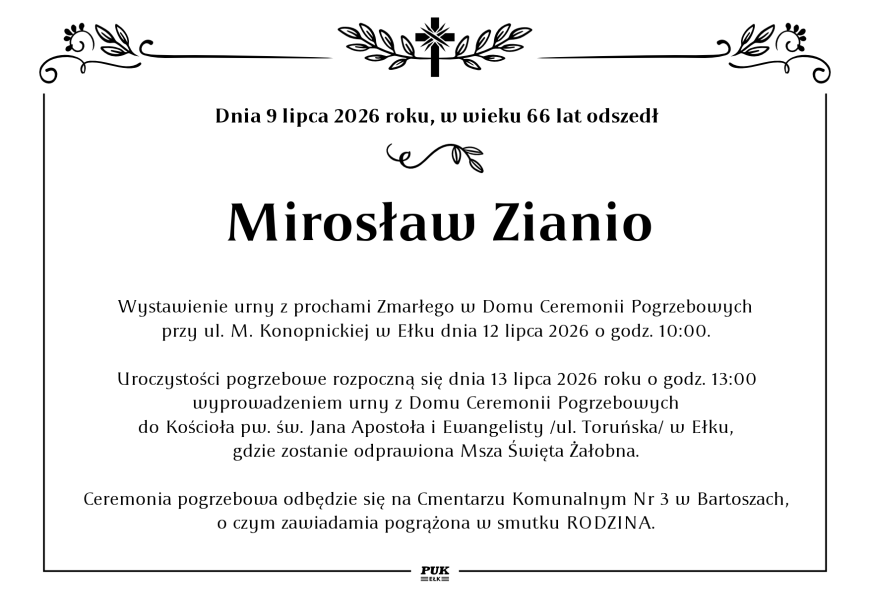 Mirosław Zianio - nekrolog
